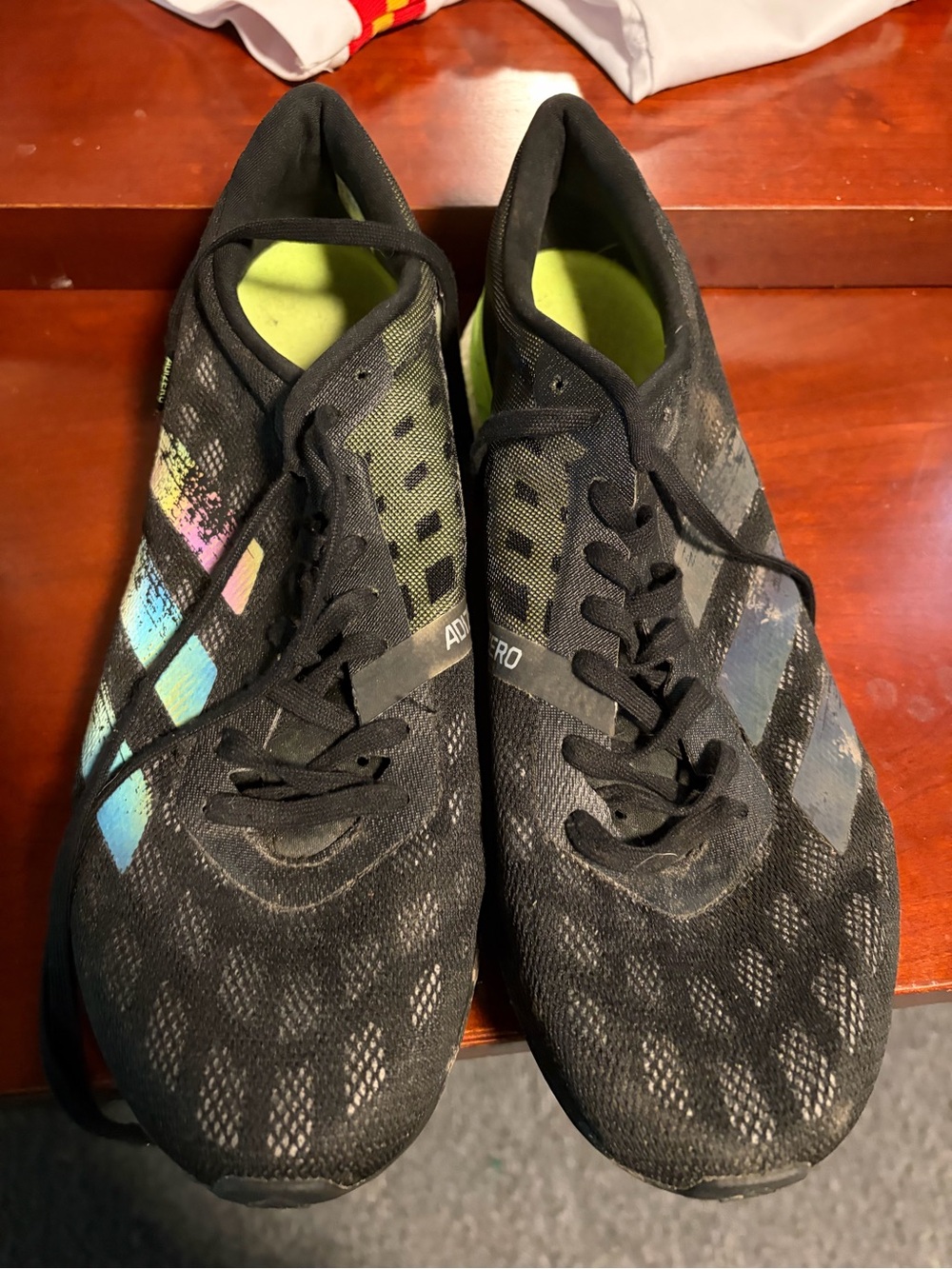 adidas Black Running Shoes with Iridescent Stripes